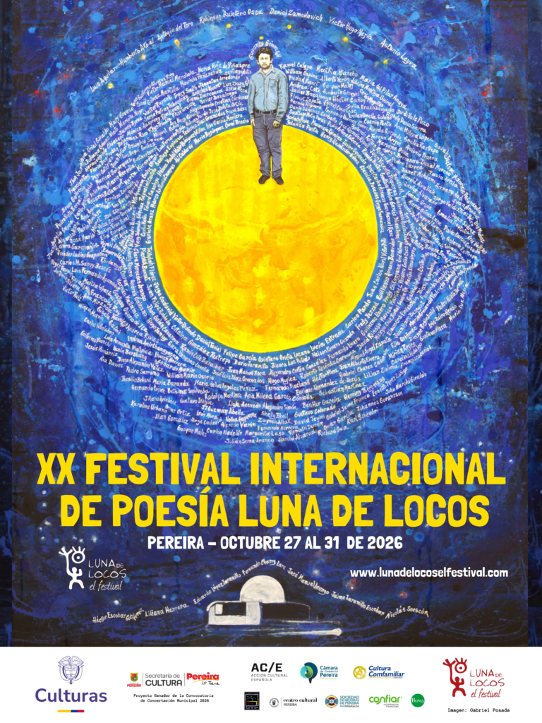 Afiche original del XX Festival Internacional de Poesía Luna de Locos, Pereira, del 27 al 31 de octubre de 2026.
