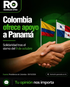 Ilustración generada con IA: banderas de Colombia y Panamá y un apretón de manos.